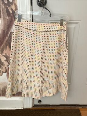 Boden Cream A-Line Skirt with Multicolor Polka Dots